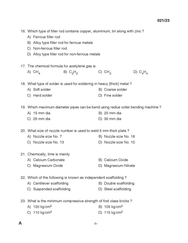 KPSC Junior Instructor Plumber Exam 2023 Code 0212023 4