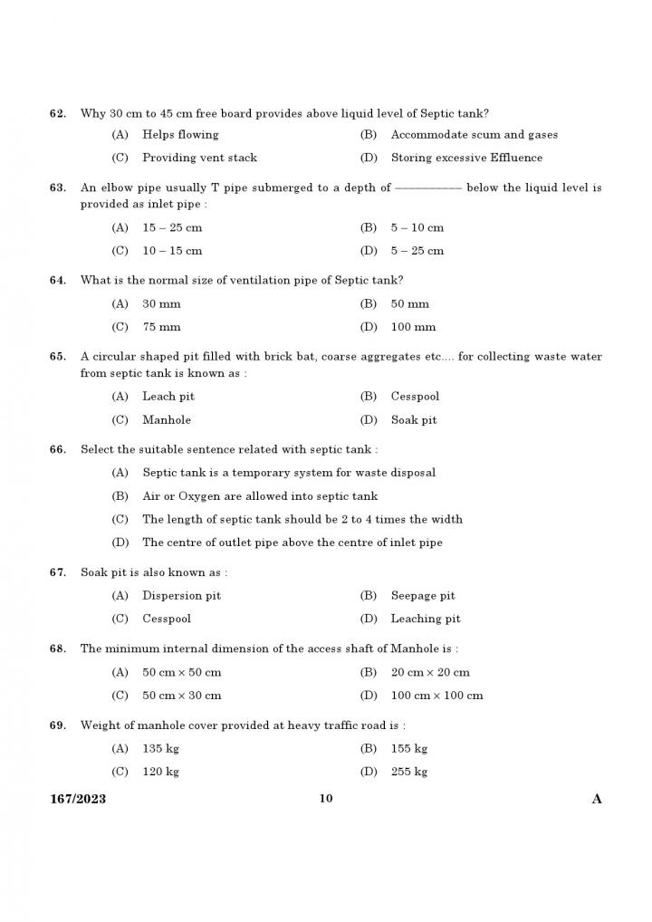 KPSC Junior Instructor Plumber Exam 2023 Code 1672023 8