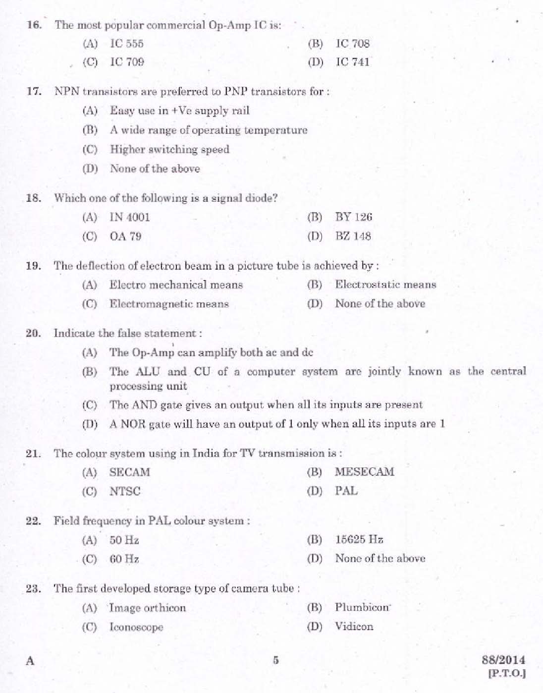Kerala PSC Junior Instructor Exam Question Paper Code 882014 3