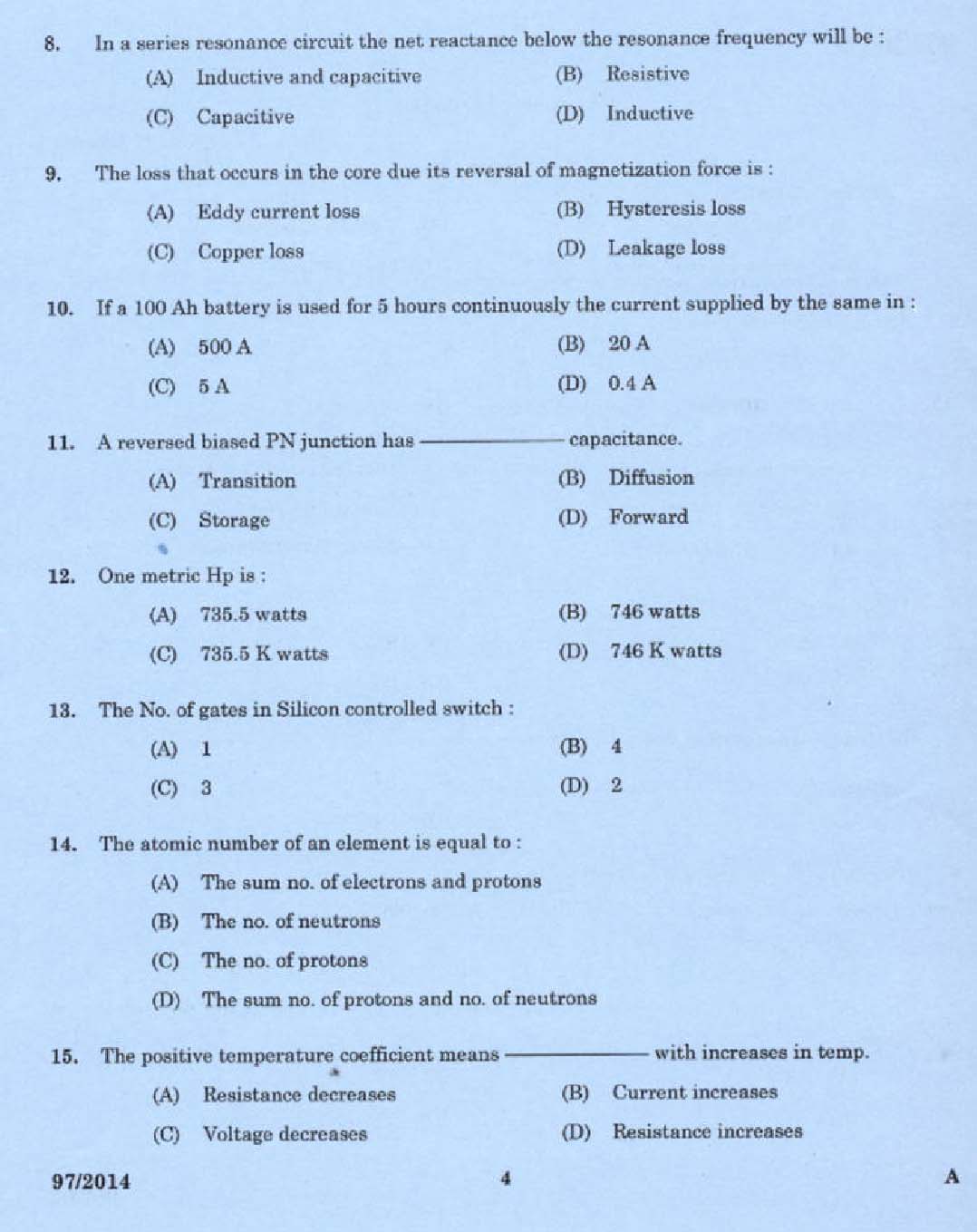Kerala PSC Junior Instructor Exam Question Paper Code 972014 2