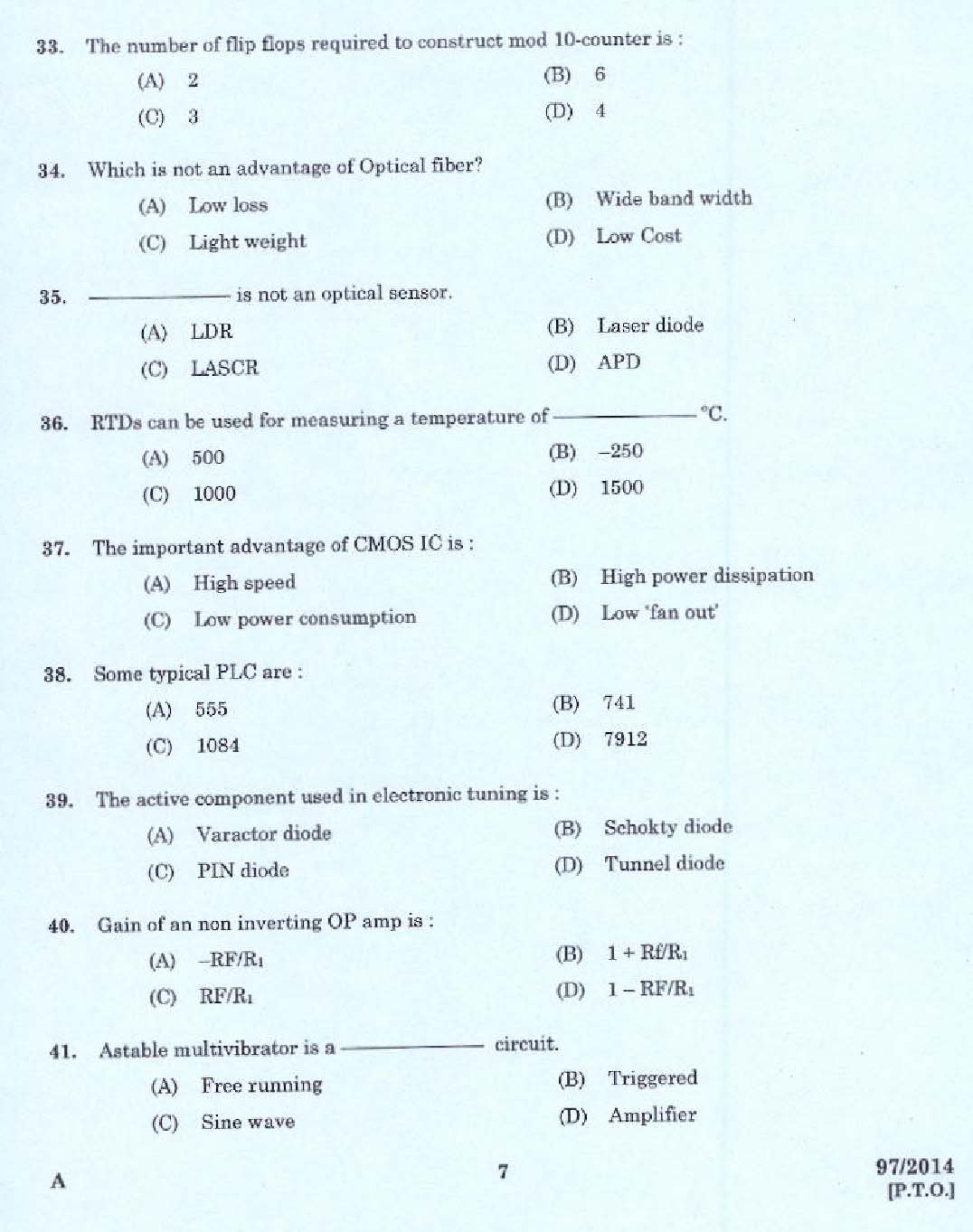 Kerala PSC Junior Instructor Exam Question Paper Code 972014 5