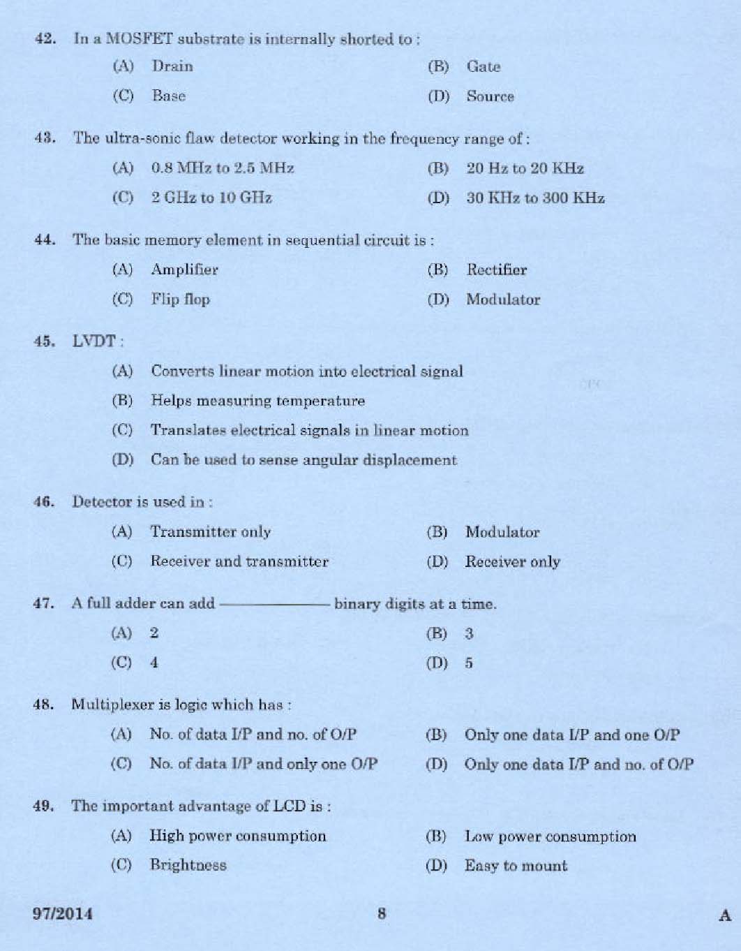 Kerala PSC Junior Instructor Exam Question Paper Code 972014 6