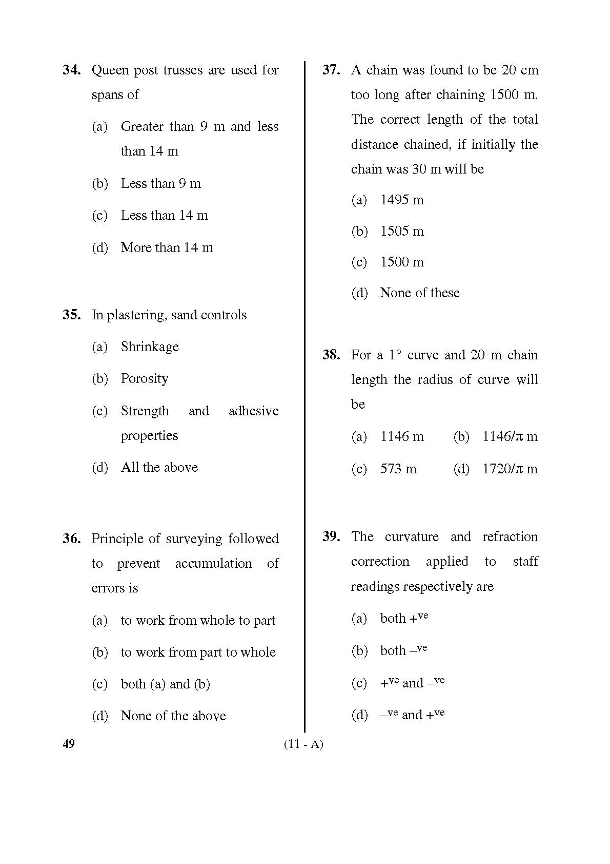 Karnataka PSC Assistant Town Planners Exam Sample Question Paper 11