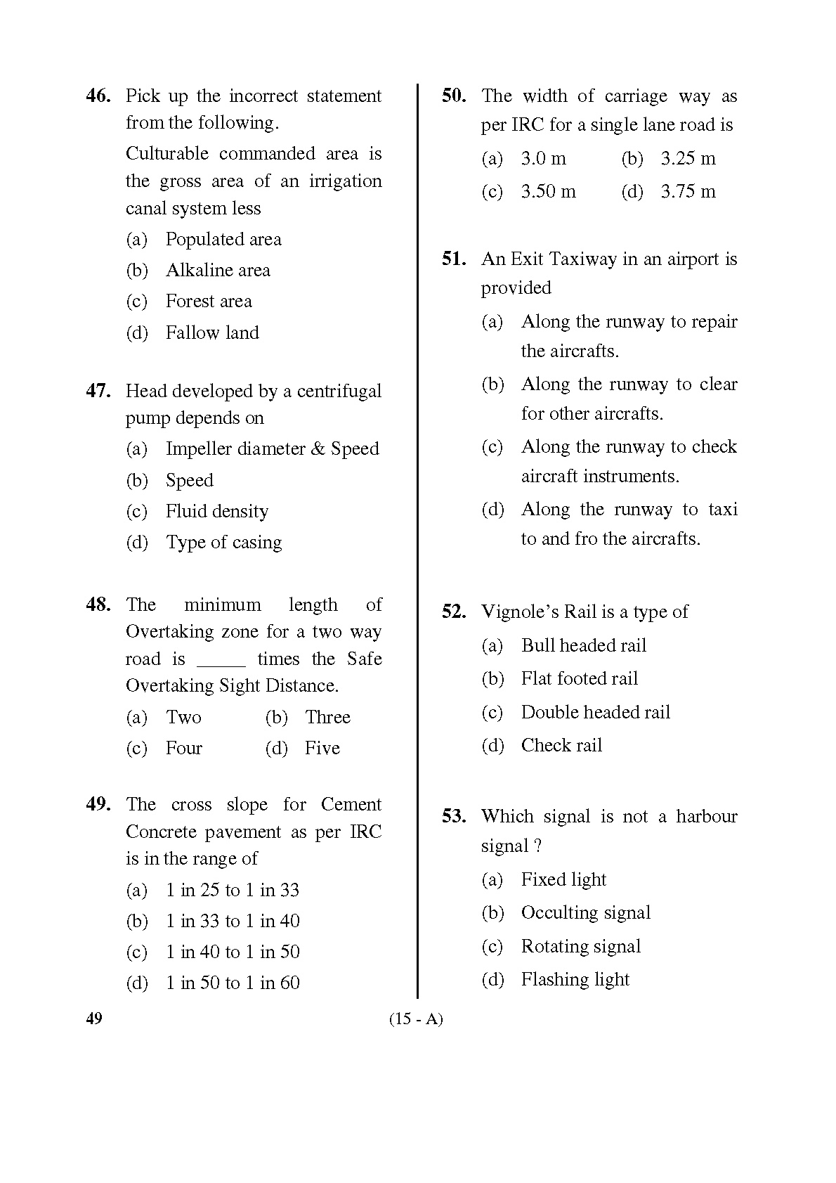 Karnataka PSC Assistant Town Planners Exam Sample Question Paper 15