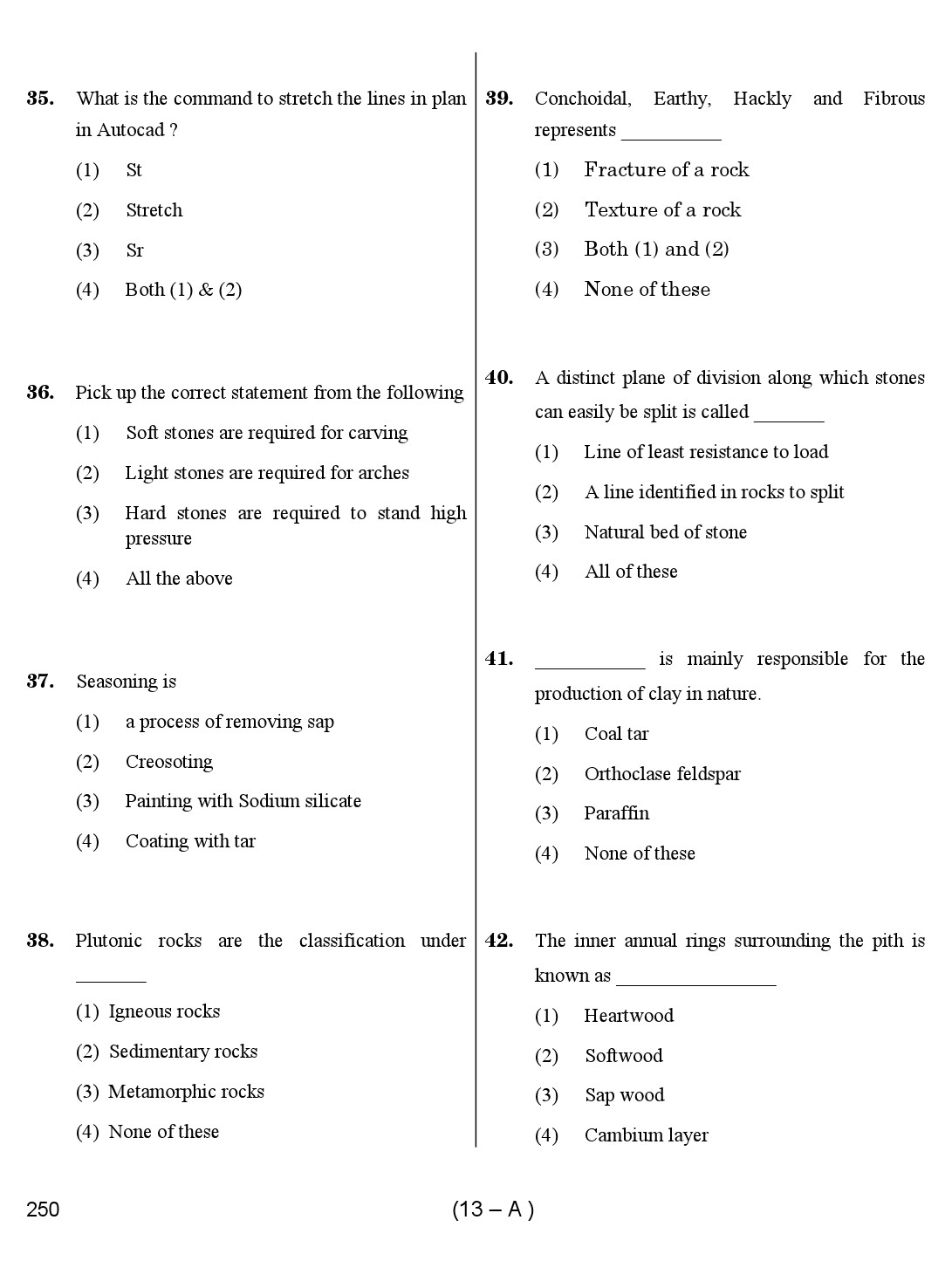 Karnataka PSC Draughtsman Exam Sample Question Paper 13