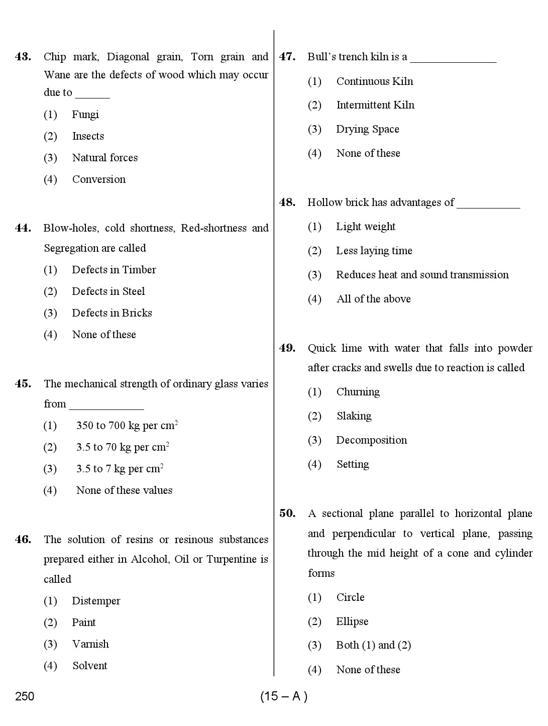 Karnataka PSC Draughtsman Exam Sample Question Paper 15