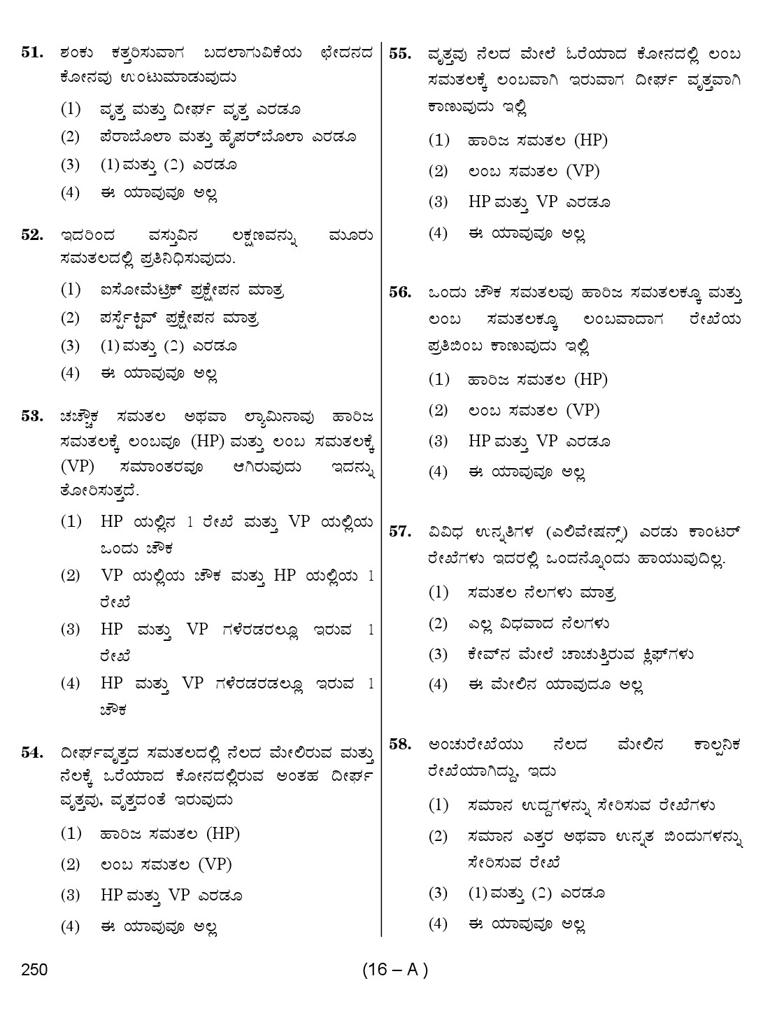 Karnataka PSC Draughtsman Exam Sample Question Paper 16