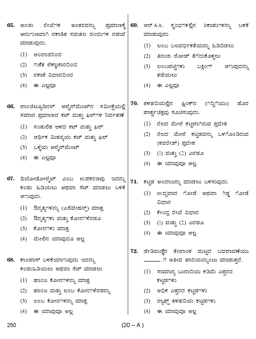 Karnataka PSC Draughtsman Exam Sample Question Paper 20