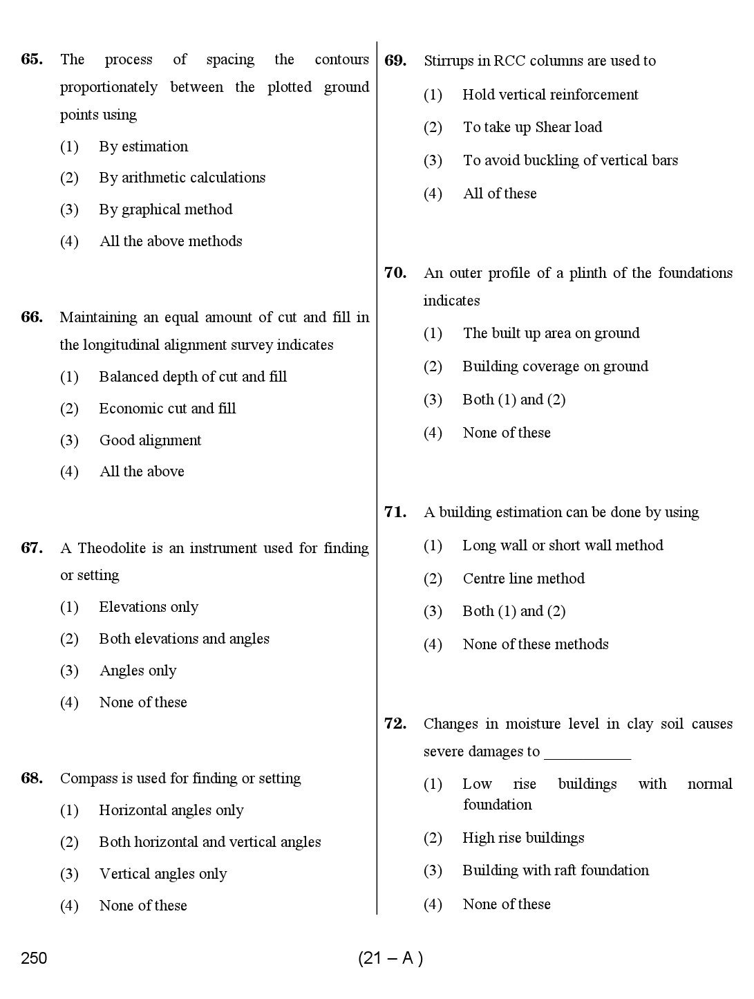 Karnataka PSC Draughtsman Exam Sample Question Paper 21