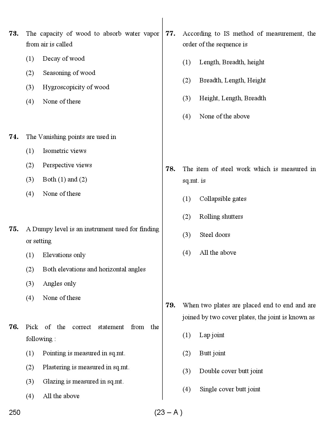 Karnataka PSC Draughtsman Exam Sample Question Paper 23