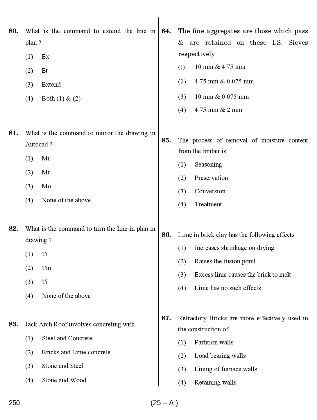 Karnataka PSC Draughtsman Exam Sample Question Paper 25