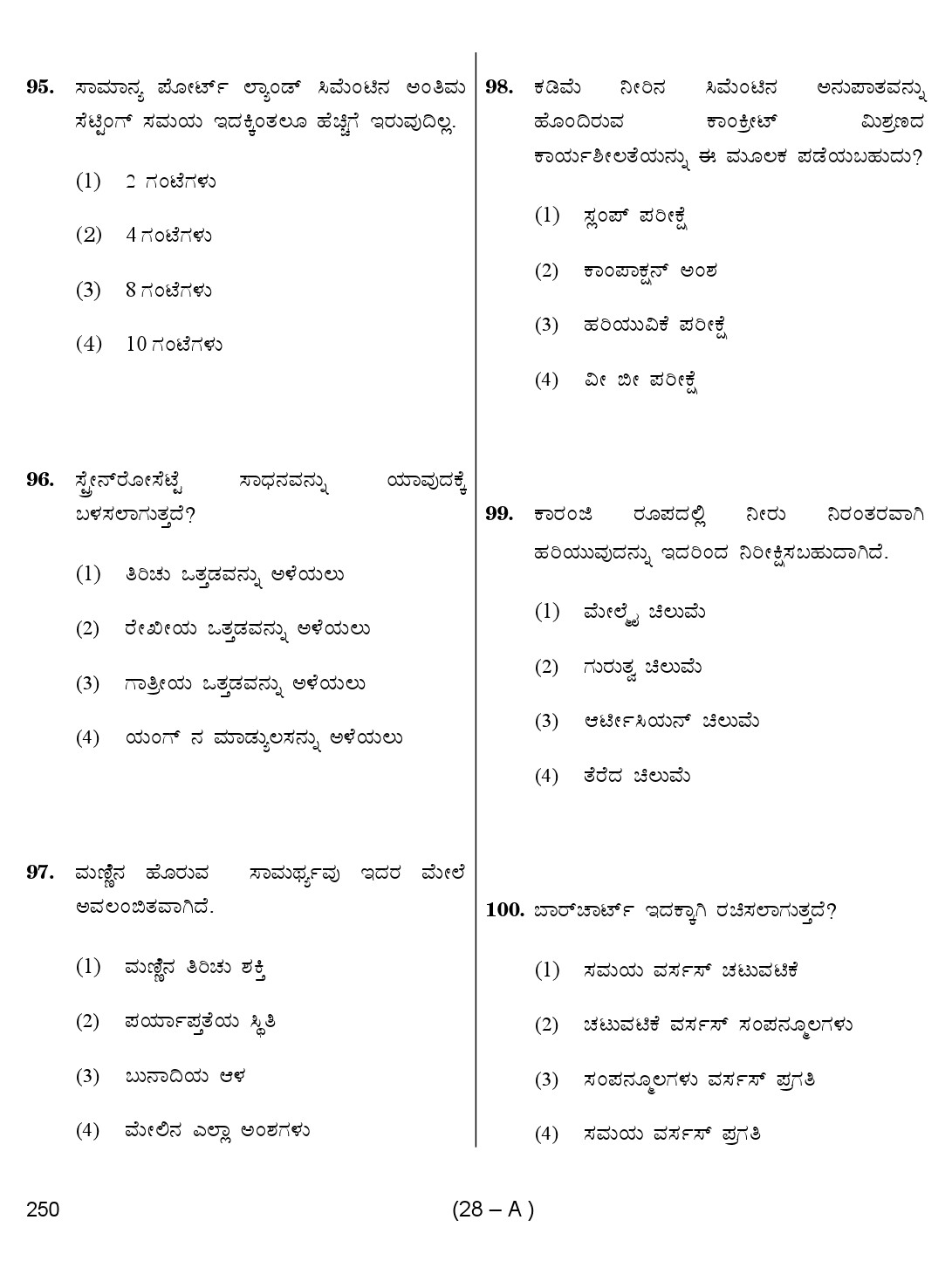 Karnataka PSC Draughtsman Exam Sample Question Paper 28
