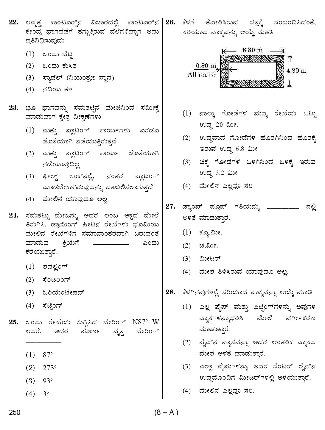 Karnataka PSC Draughtsman Exam Sample Question Paper 8