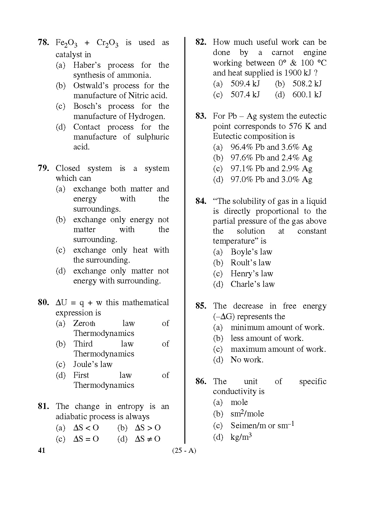Karnataka PSC Drugs Analyst Chemistry Exam Sample Question Paper 25