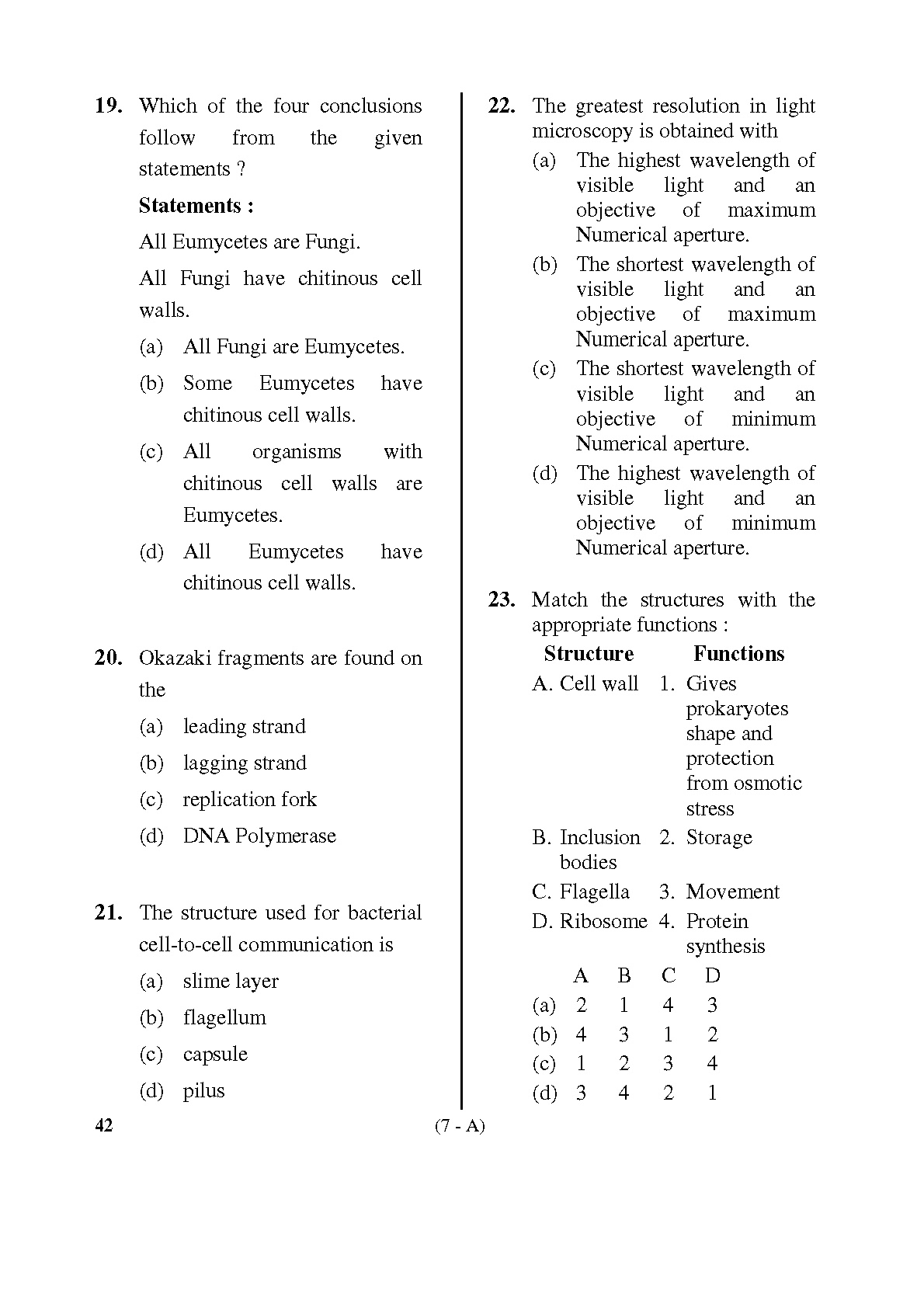 Karnataka PSC Drugs Analyst Microbiology Exam Sample Question Paper 7