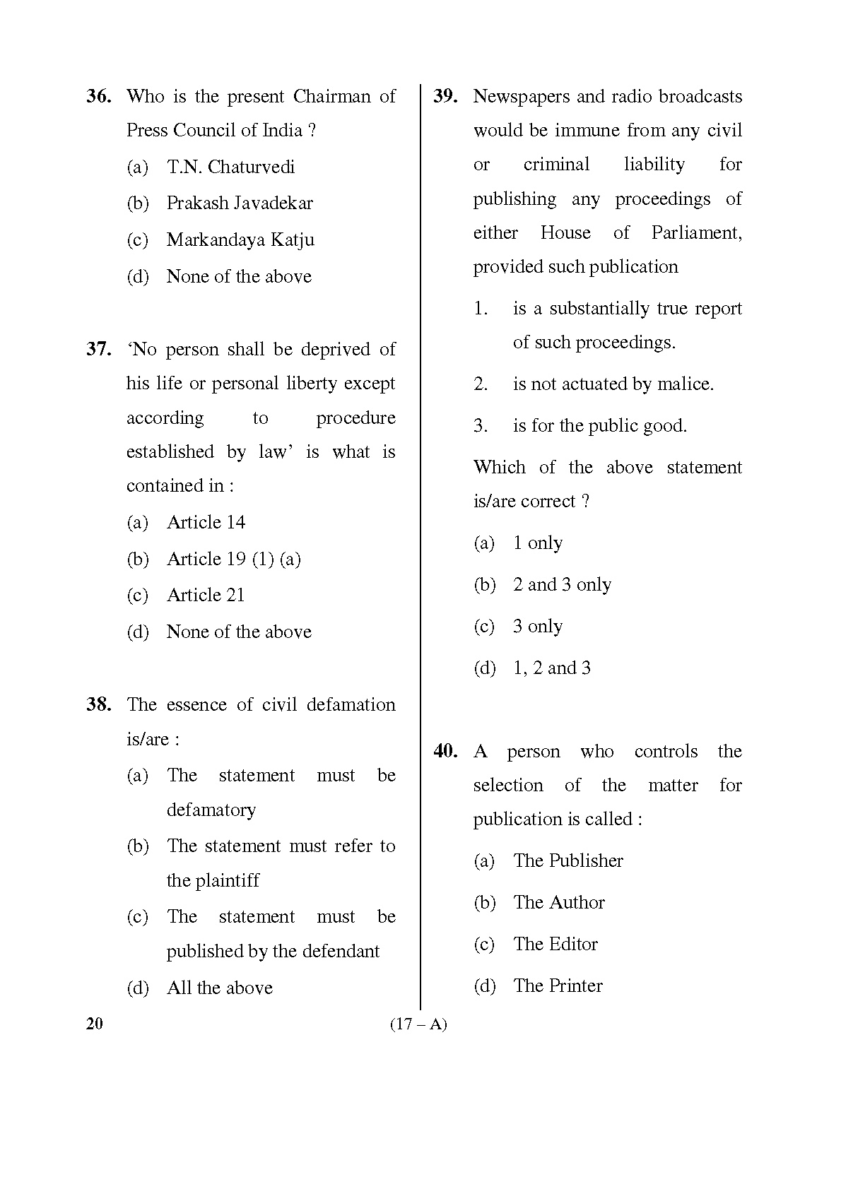 Karnataka PSC Information Assistant Exam Sample Question Paper 17