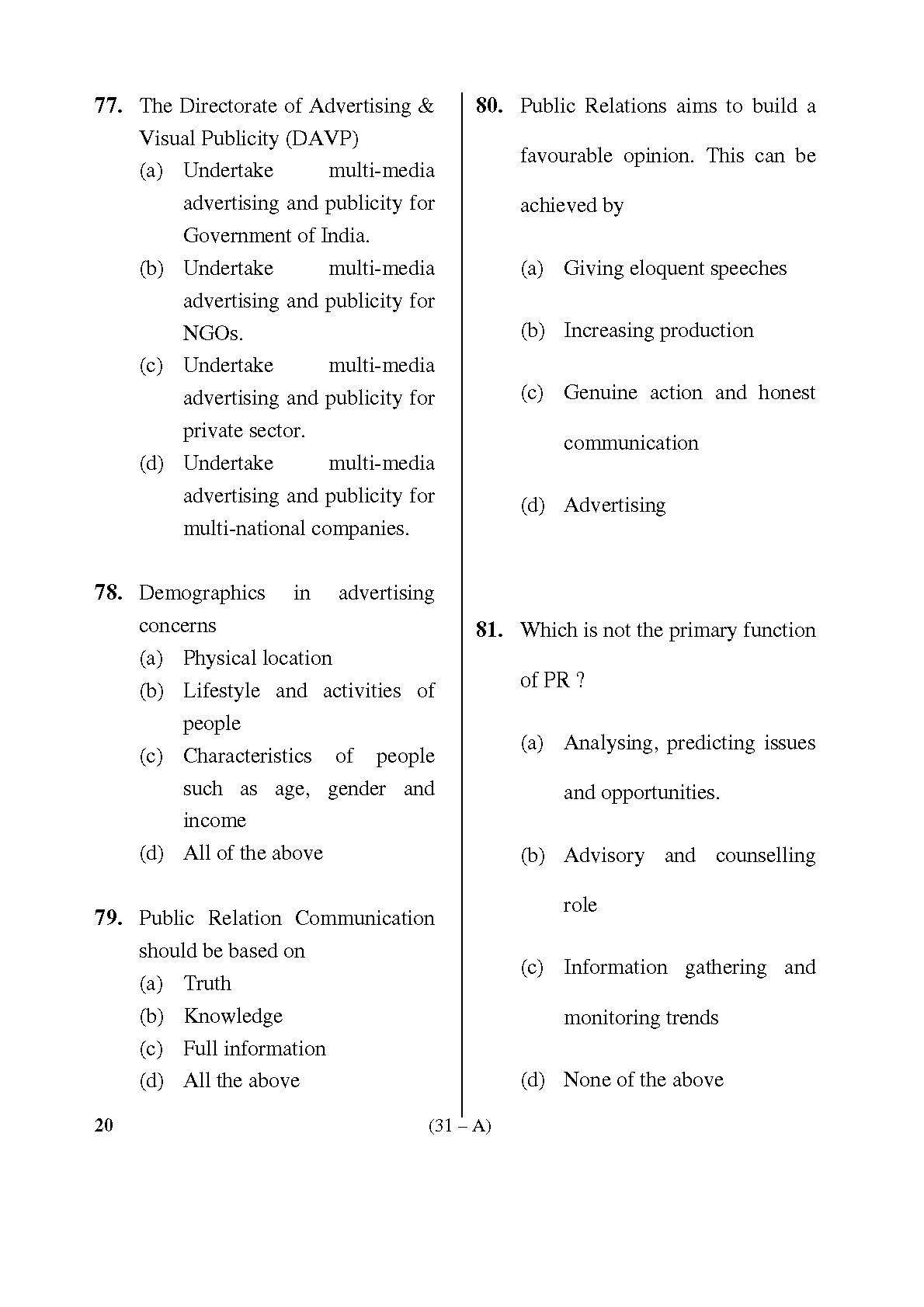 Karnataka PSC Information Assistant Exam Sample Question Paper 31