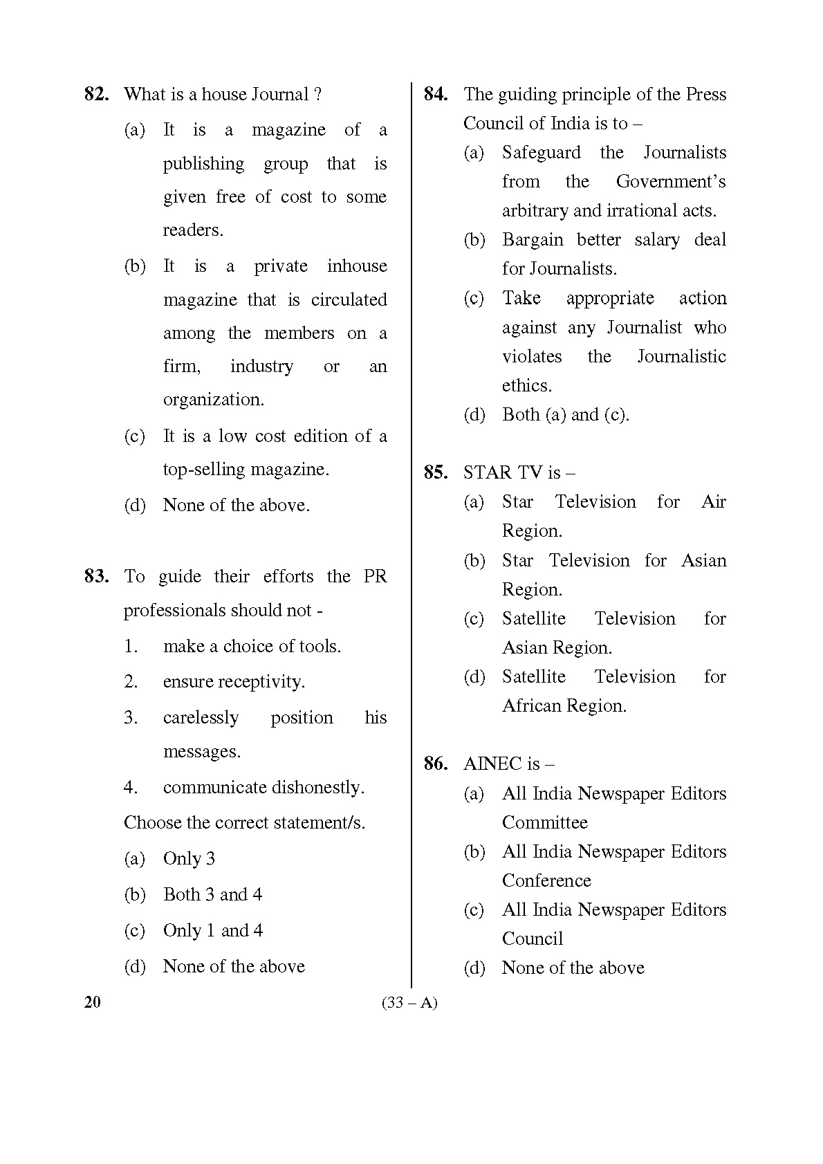 Karnataka PSC Information Assistant Exam Sample Question Paper 33