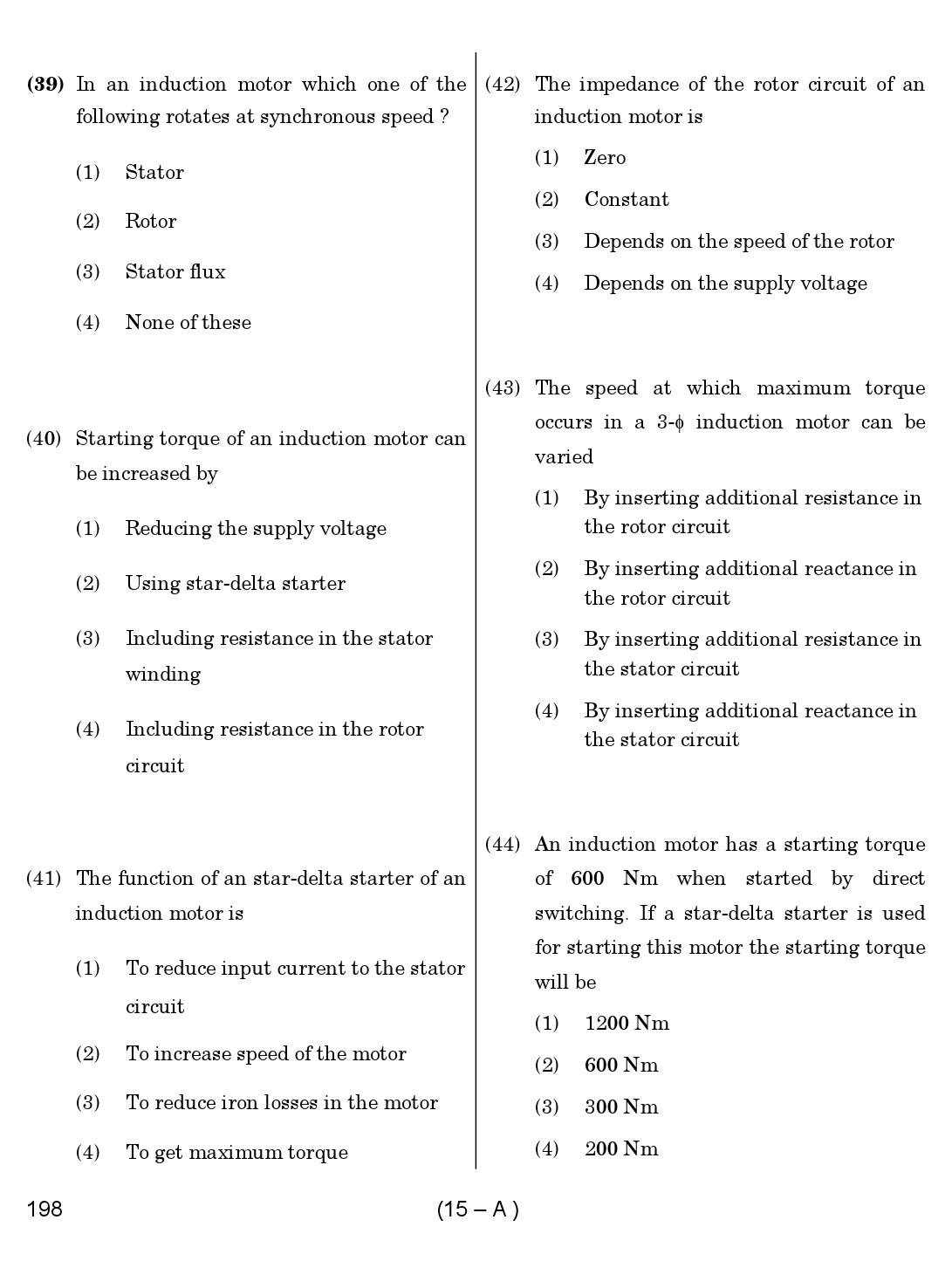 Karnataka PSC Junior Engineer Electrical Exam Sample Question Paper 15