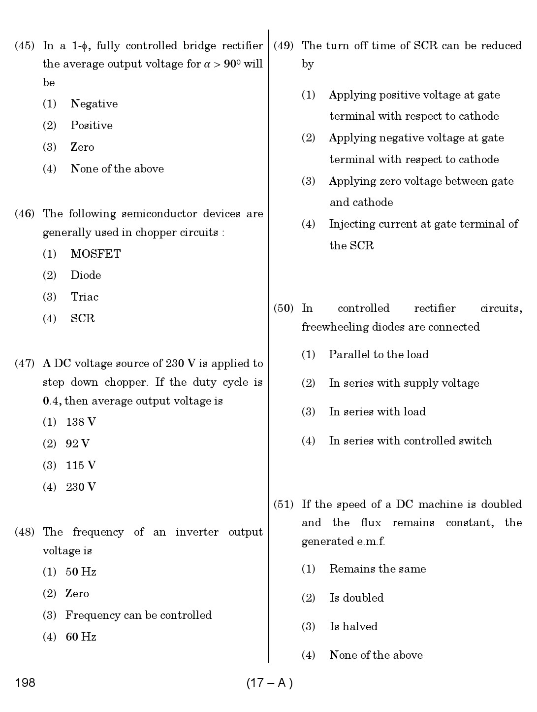 Karnataka PSC Junior Engineer Electrical Exam Sample Question Paper 17