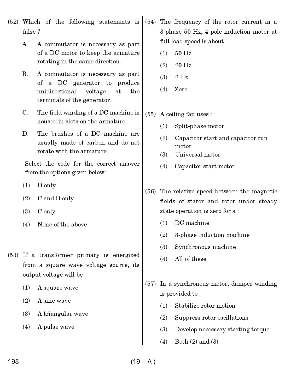 Karnataka PSC Junior Engineer Electrical Exam Sample Question Paper 19