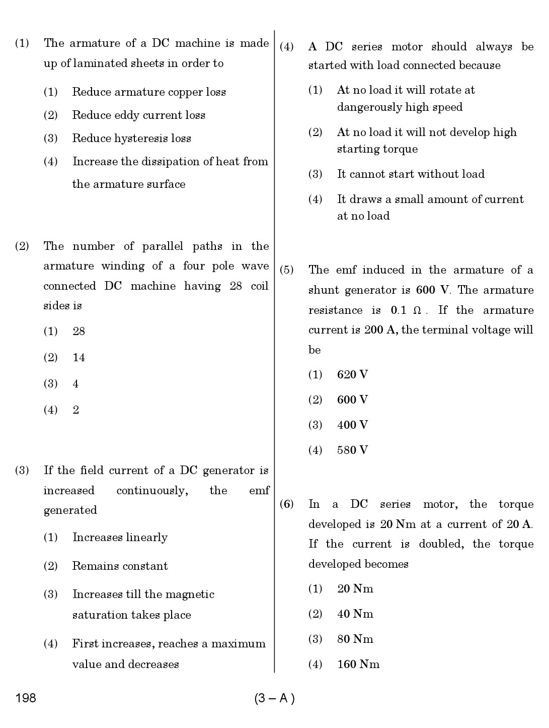Karnataka PSC Junior Engineer Electrical Exam Sample Question Paper 3