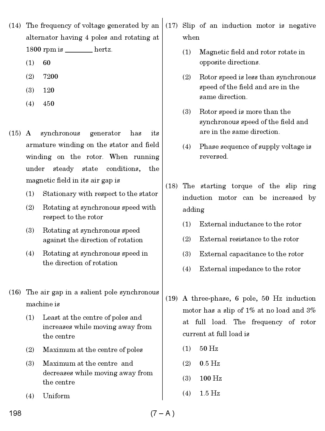 Karnataka PSC Junior Engineer Electrical Exam Sample Question Paper 7