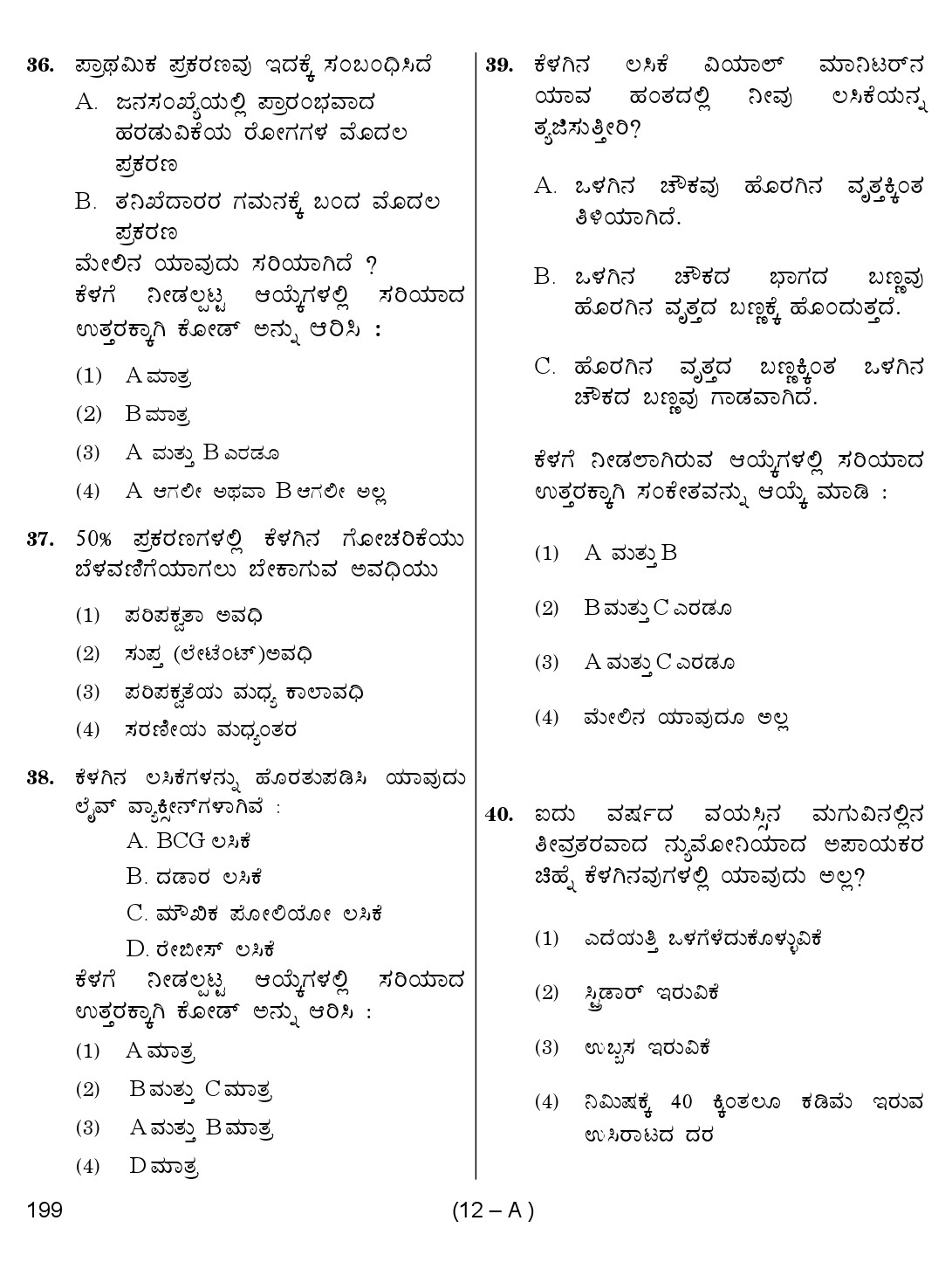 Karnataka PSC Junior Health Inspector Exam Sample Question Paper 12