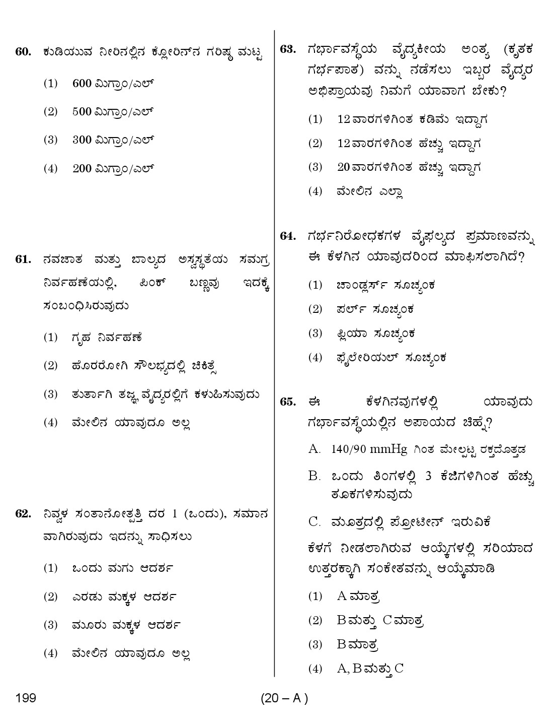 Karnataka PSC Junior Health Inspector Exam Sample Question Paper 20