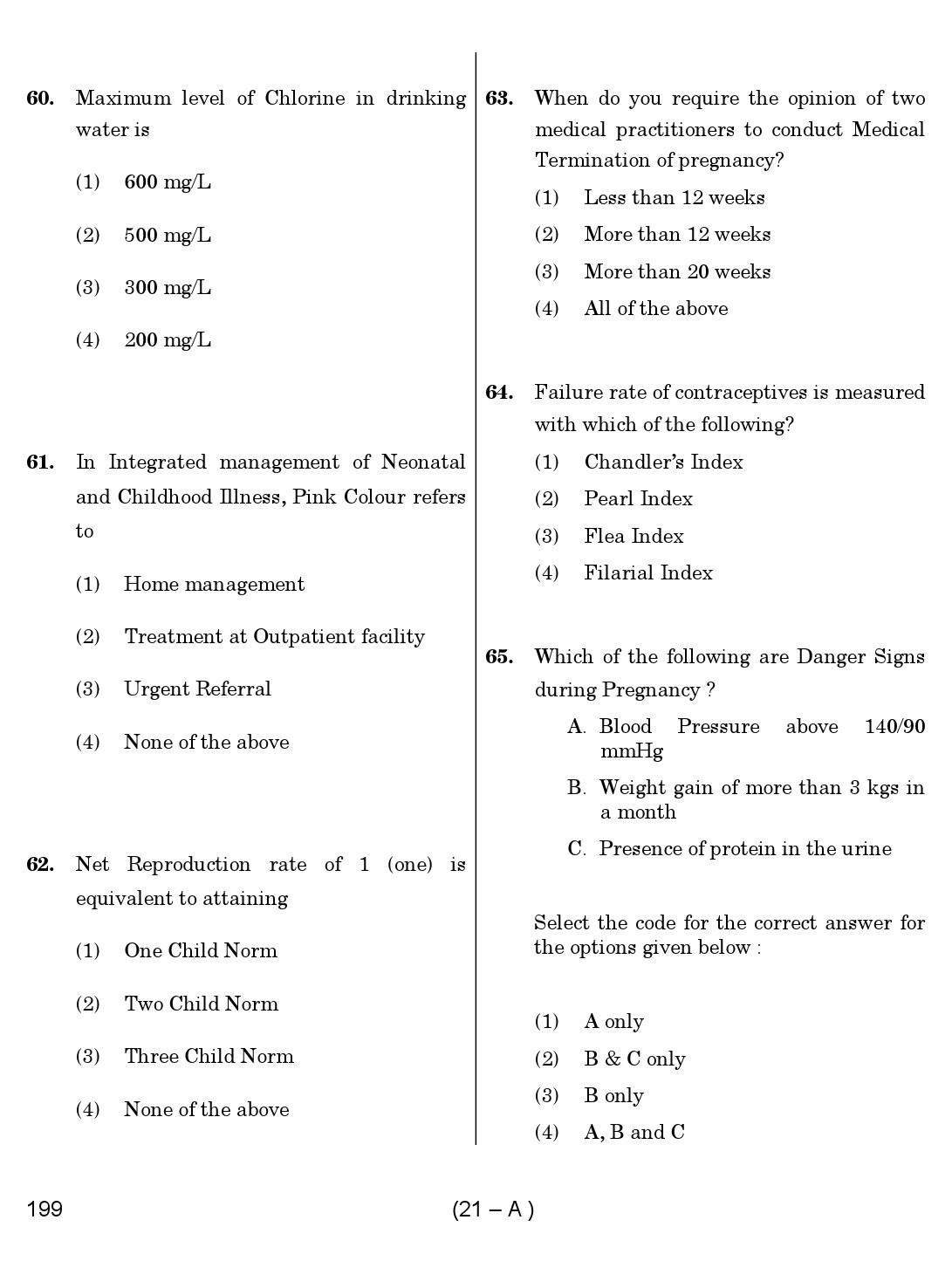 Karnataka PSC Junior Health Inspector Exam Sample Question Paper 21