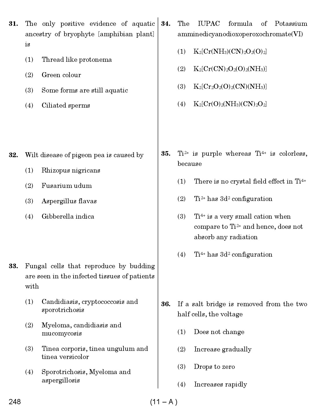Karnataka PSC Laboratory Assistant Exam Sample Question Paper 11