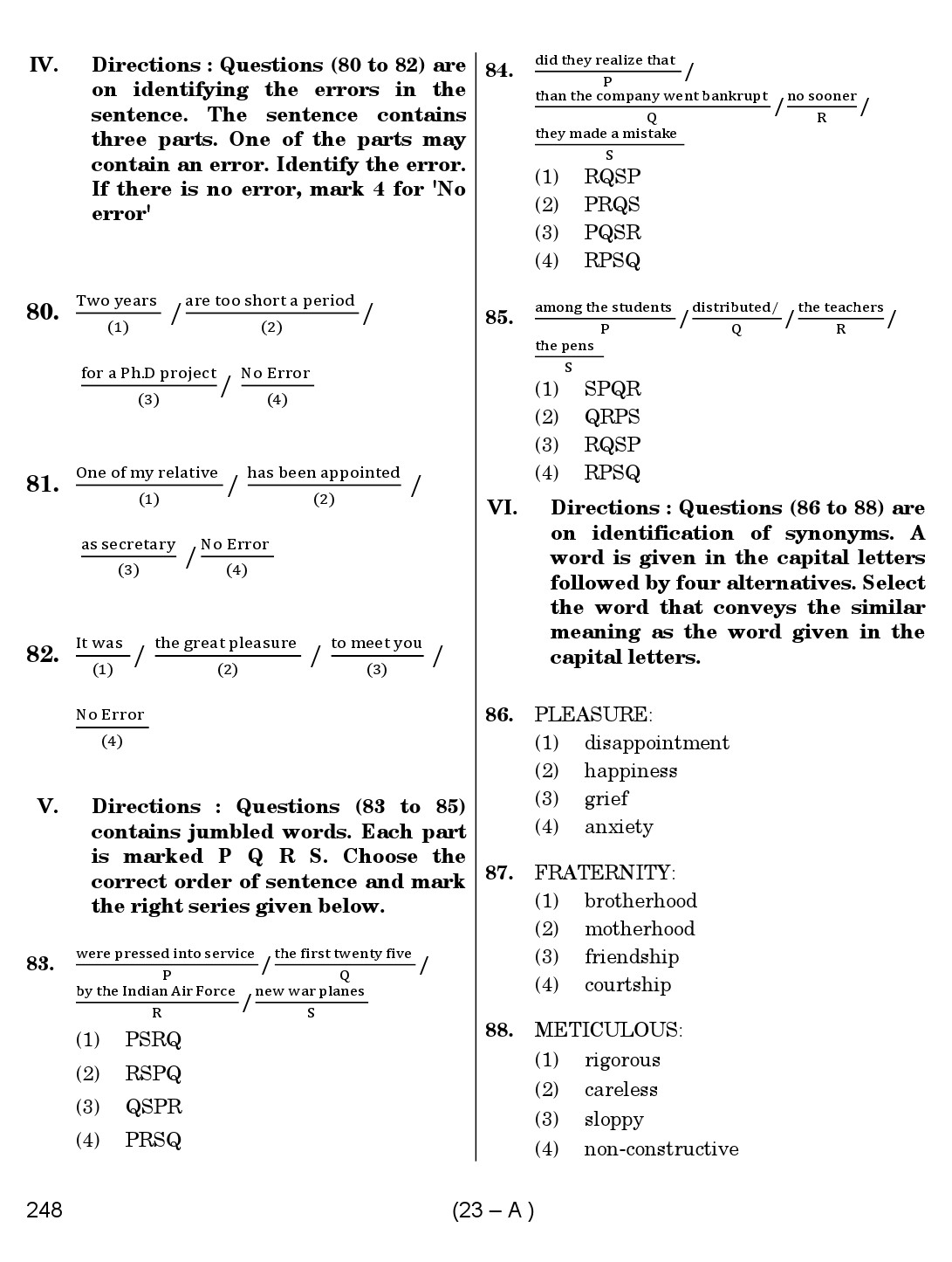 Karnataka PSC Laboratory Assistant Exam Sample Question Paper 23