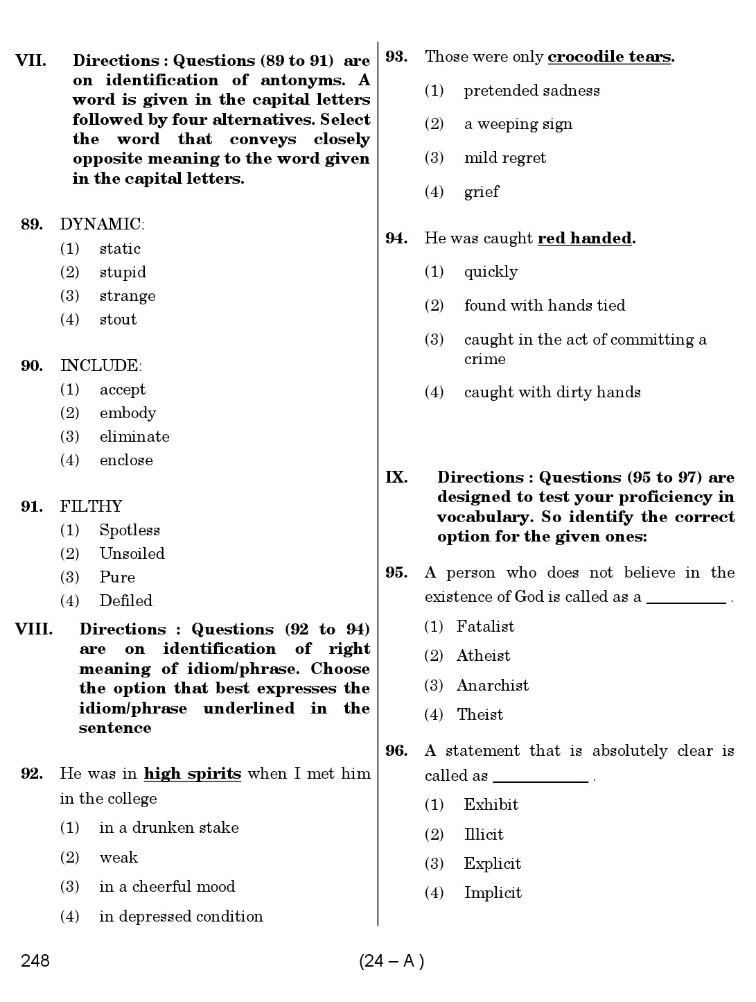 Karnataka PSC Laboratory Assistant Exam Sample Question Paper 24