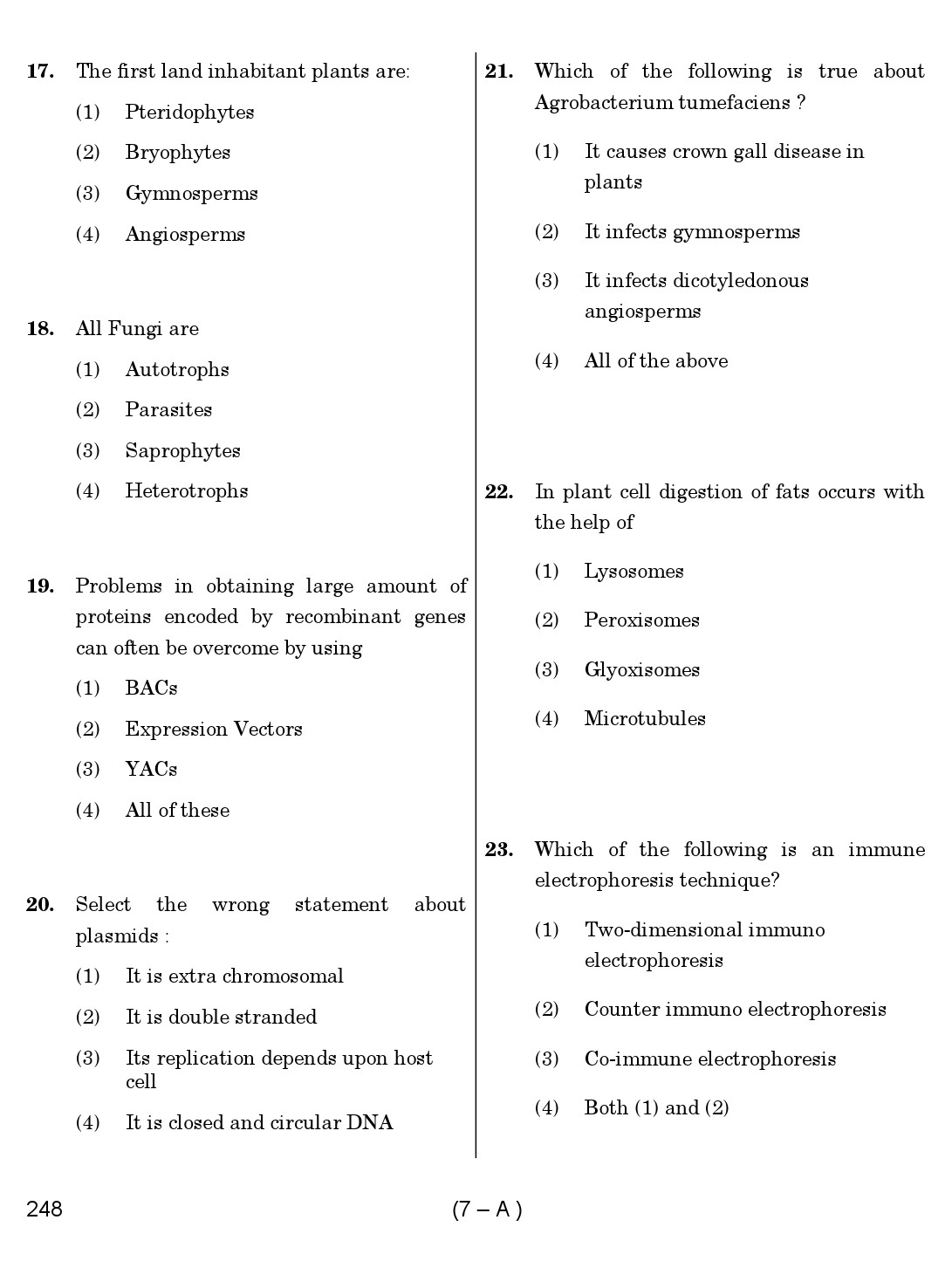Karnataka PSC Laboratory Assistant Exam Sample Question Paper 7