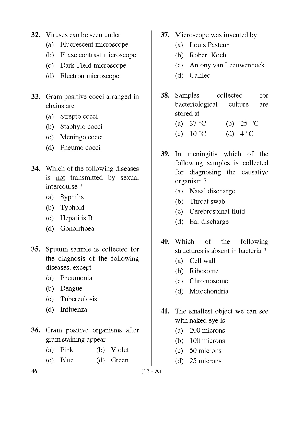 Karnataka PSC Radiographer Exam Sample Question Paper 13