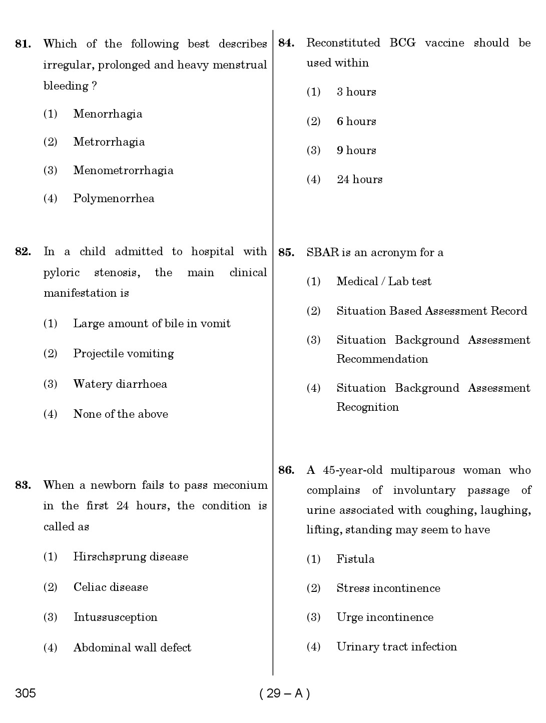 Karnataka PSC Staff Nurse Exam Sample Question Paper 2018 29
