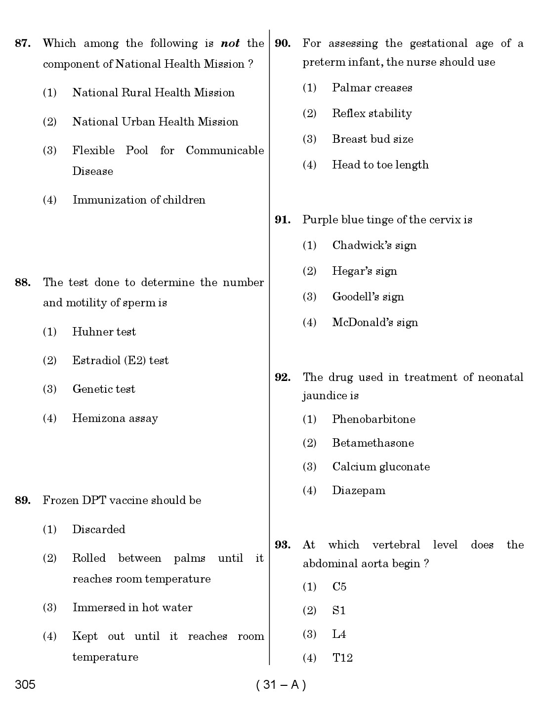 Karnataka PSC Staff Nurse Exam Sample Question Paper 2018 31