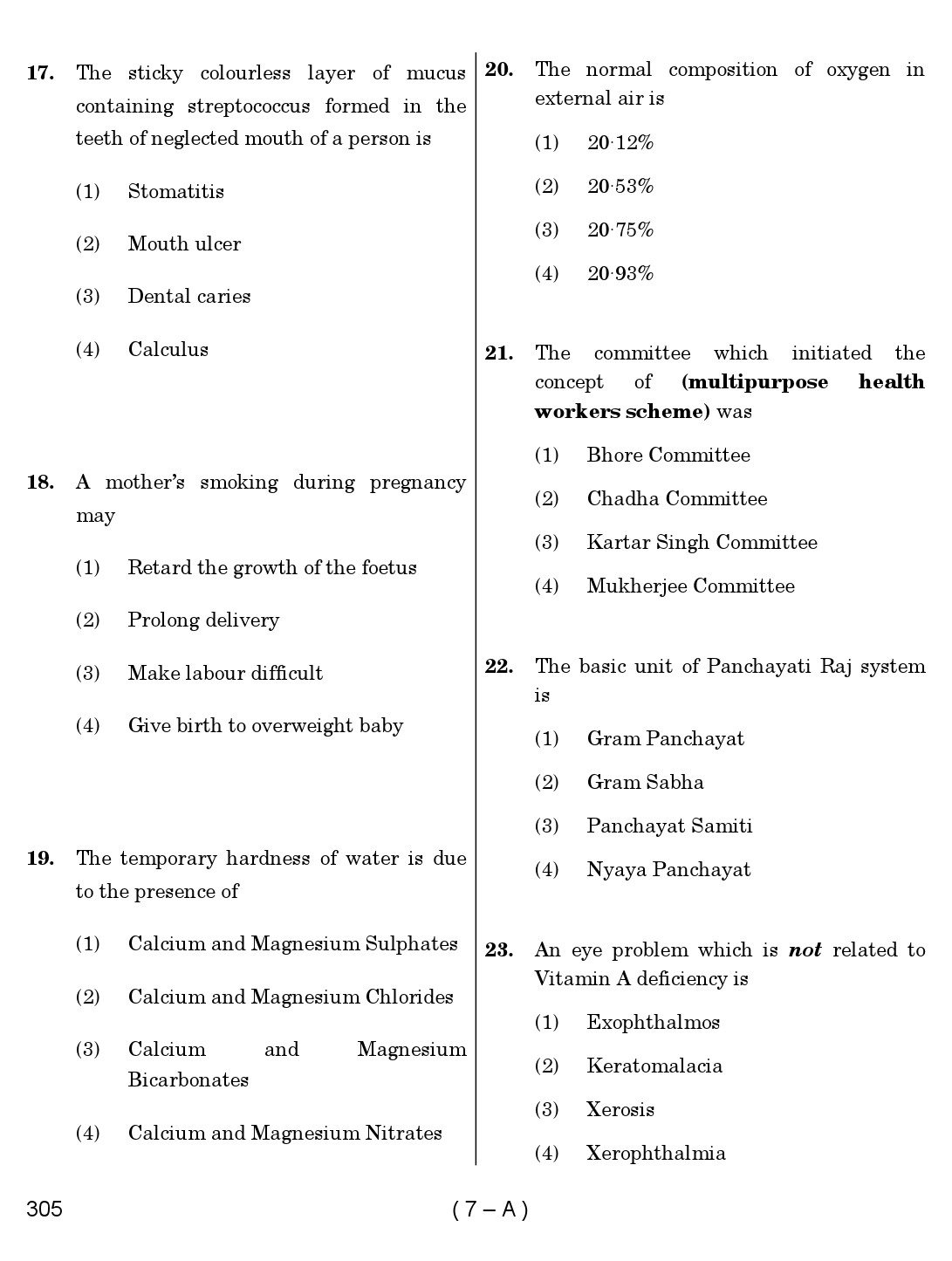 Karnataka PSC Staff Nurse Exam Sample Question Paper 2018 7