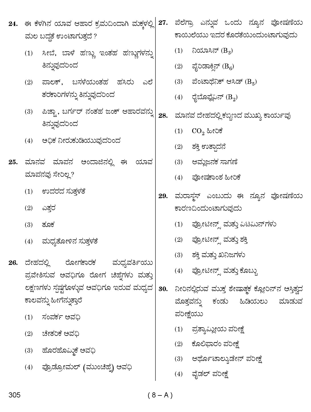 Karnataka PSC Staff Nurse Exam Sample Question Paper 2018 8