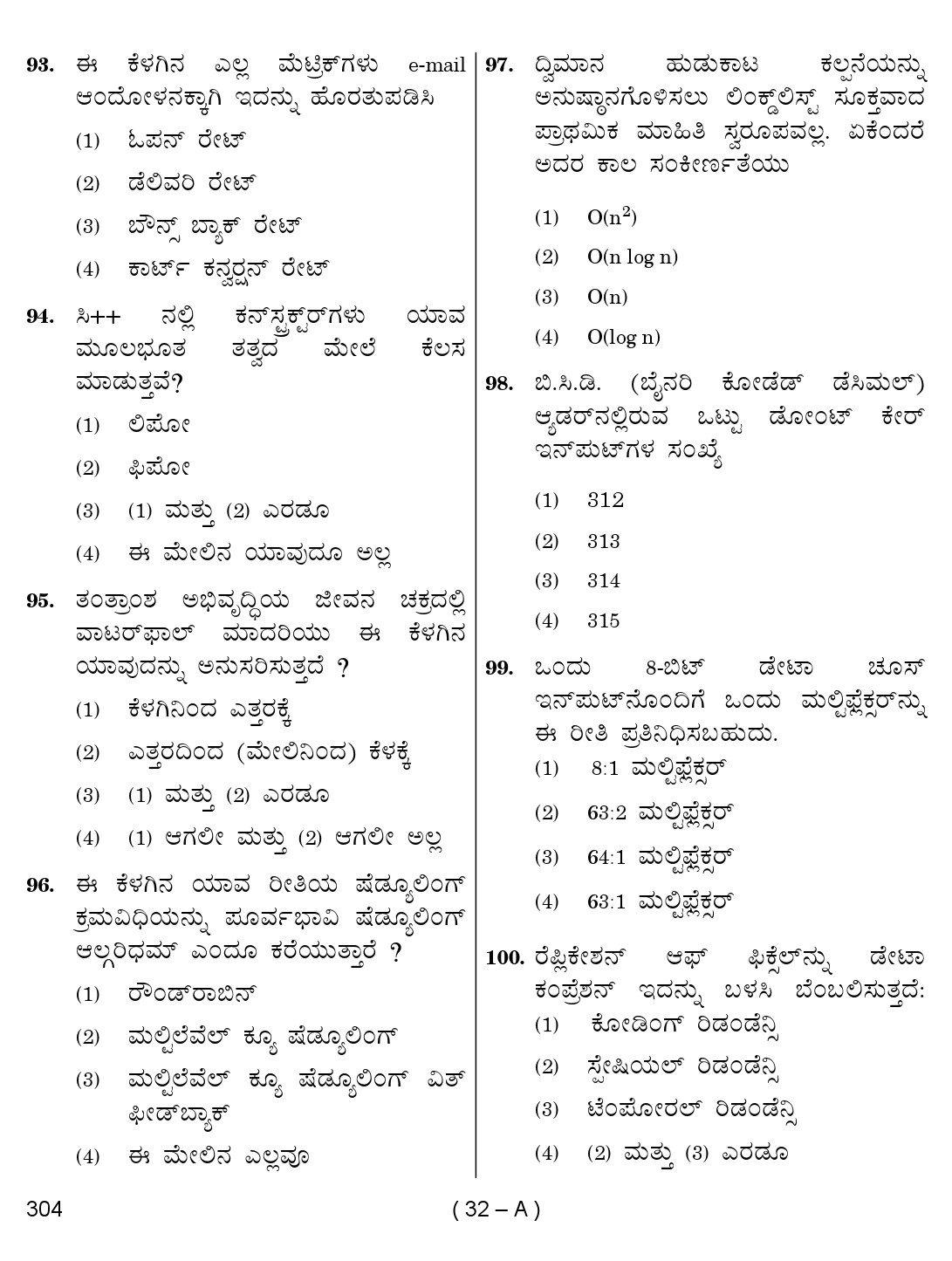 Karnataka PSC Computer Science Teachers Exam Sample Question Paper 2018 32