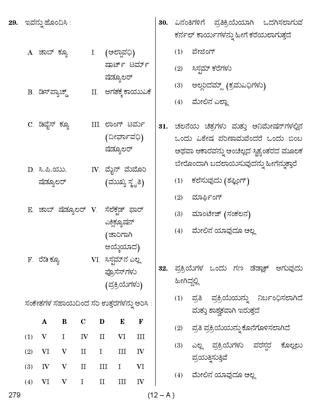 Karnataka PSC Computer Science Teachers Exam Sample Question Paper Subject code 279 12