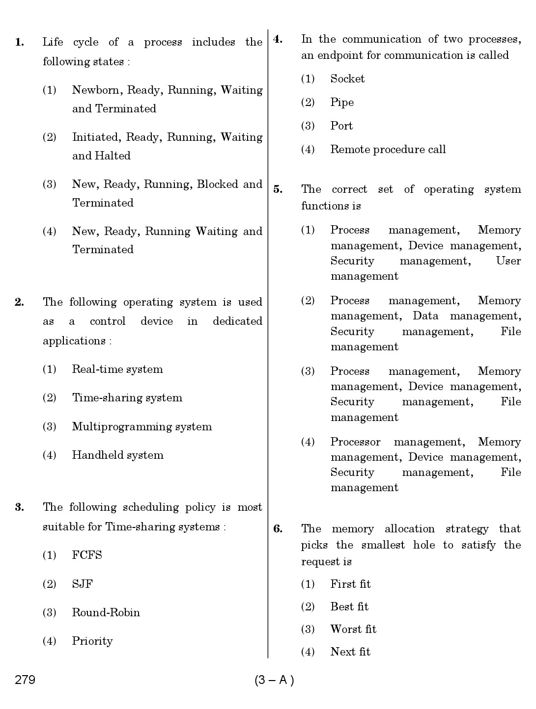 Karnataka PSC Computer Science Teachers Exam Sample Question Paper Subject code 279 3