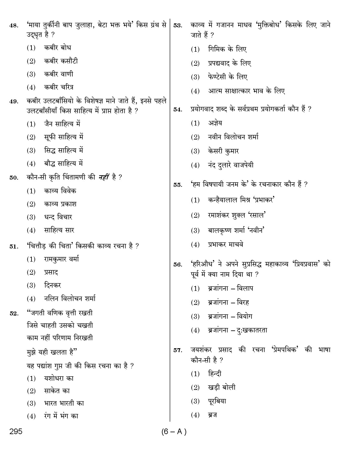 Karnataka PSC Hindi Teacher Exam Sample Question Paper 2018 6