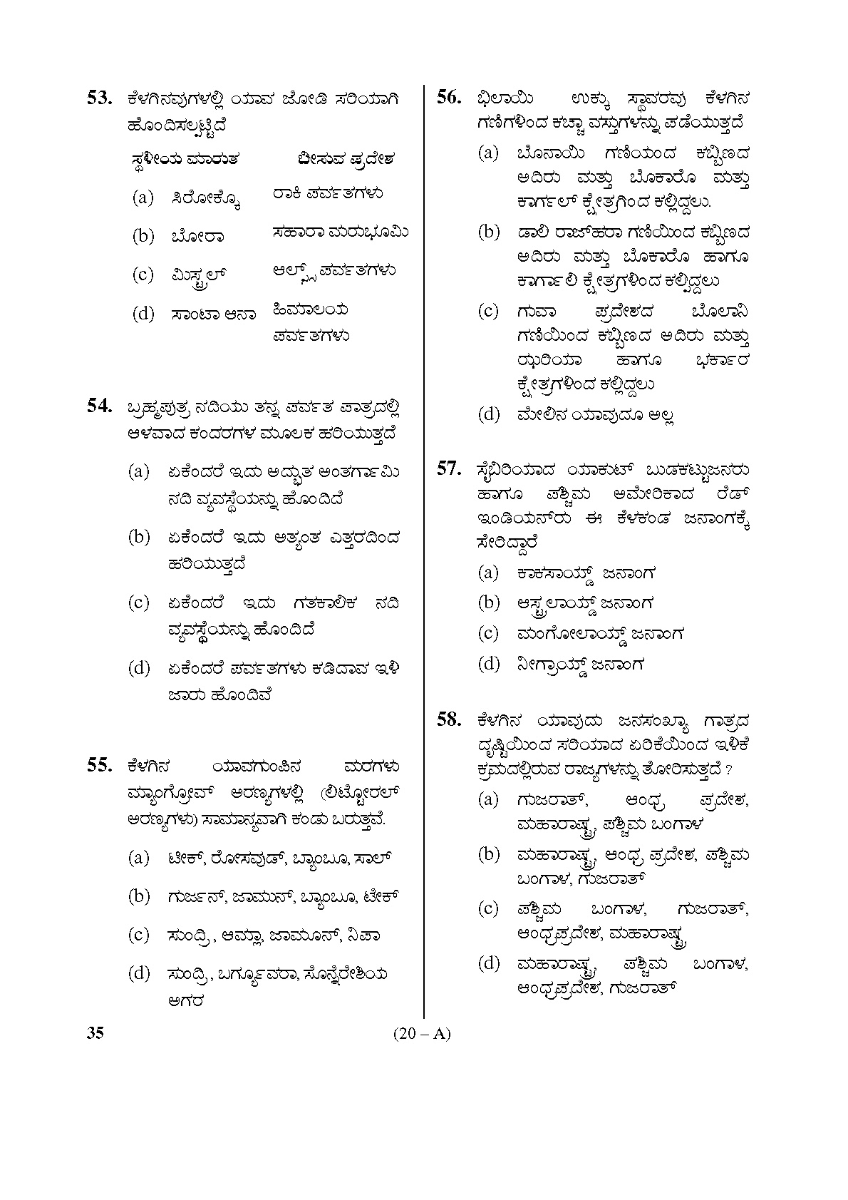 Karnataka PSC Kannada Teacher Exam Sample Question Paper Subject code 35 20