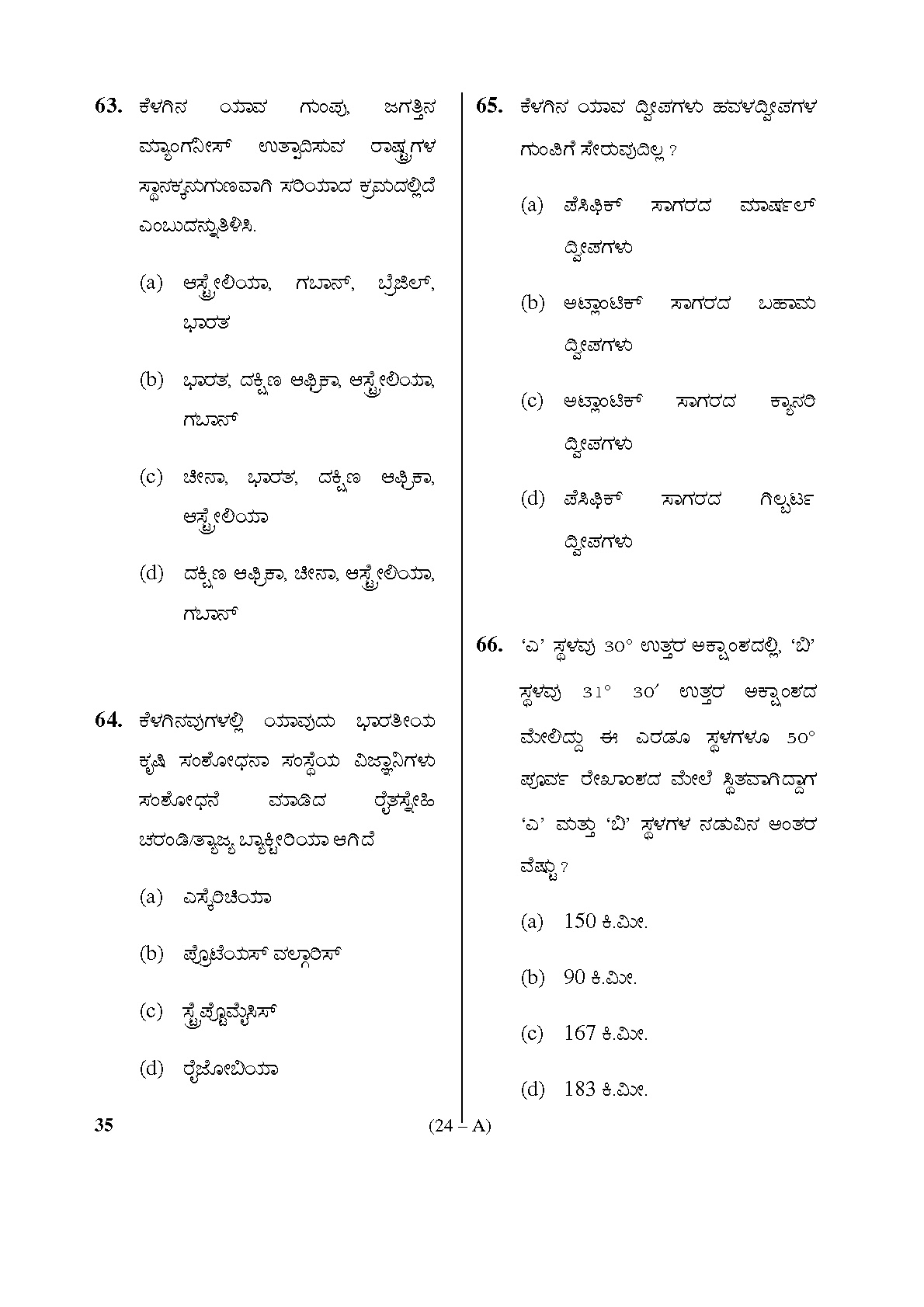 Karnataka PSC Kannada Teacher Exam Sample Question Paper Subject code 35 24