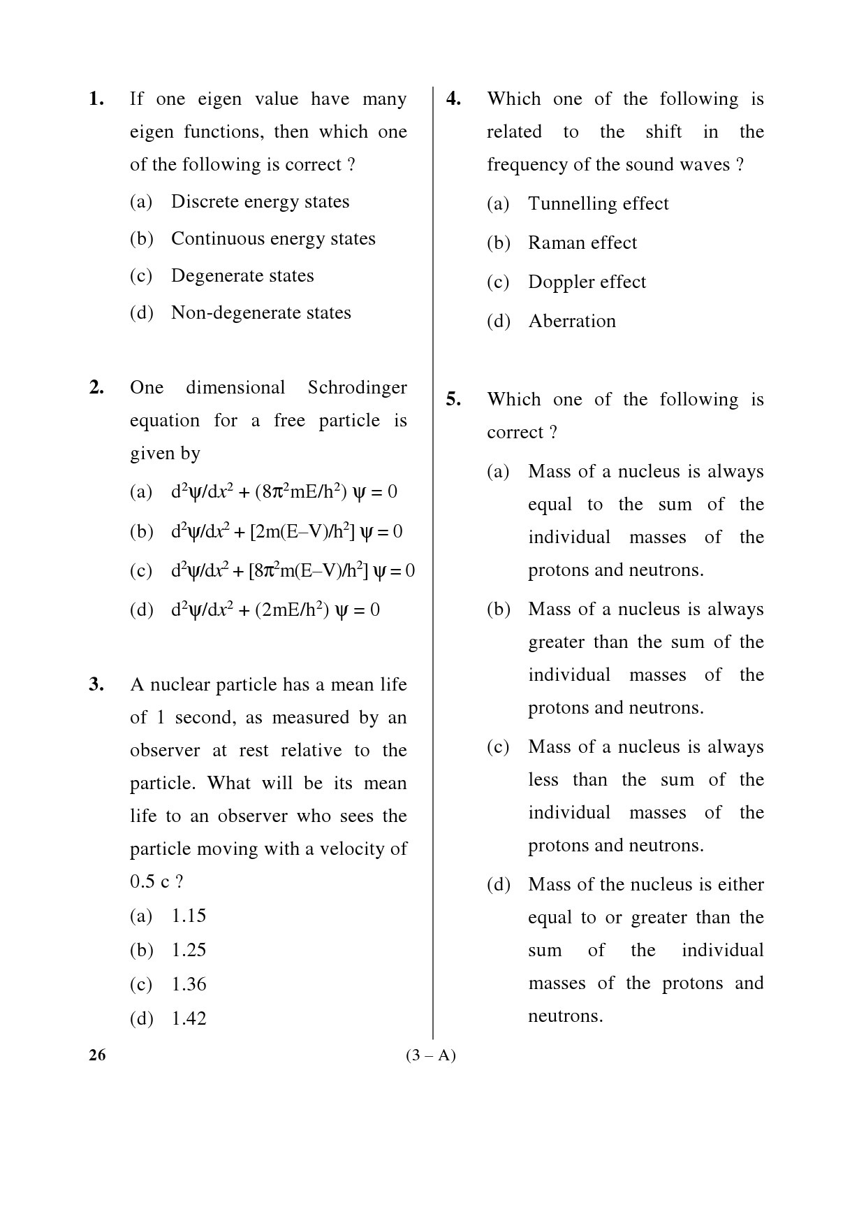 Karnataka PSC Mathematics Teacher Exam Sample Question Paper Subject code 26 3