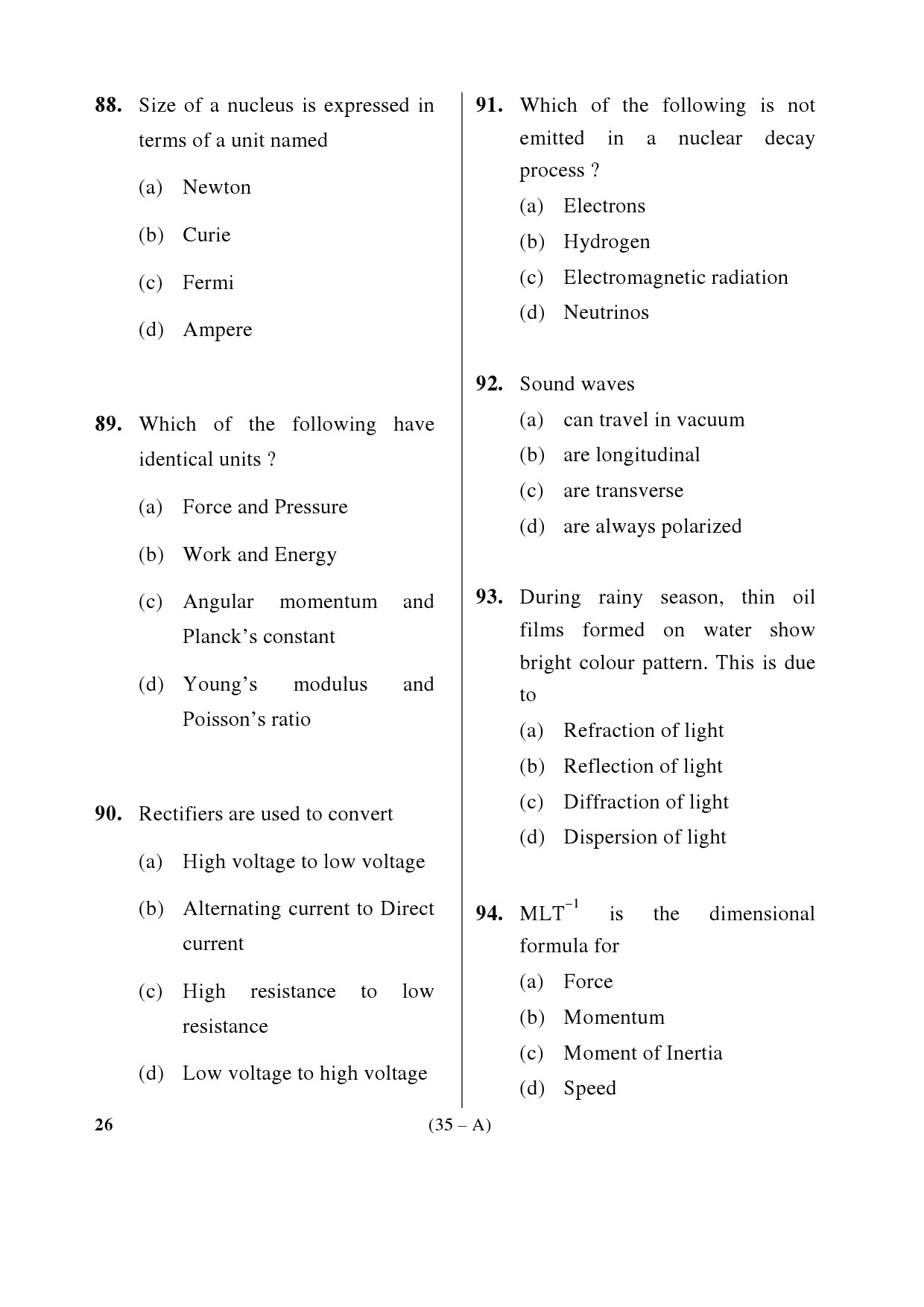 Karnataka PSC Mathematics Teacher Exam Sample Question Paper Subject code 26 35