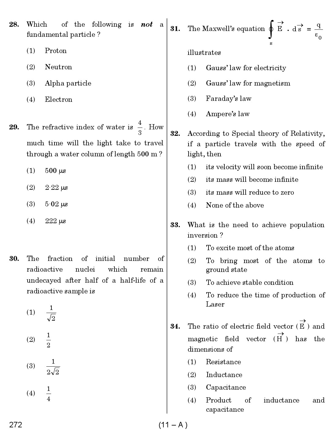 Karnataka PSC Mathematics Teacher Exam Sample Question Paper Subject code 272 11