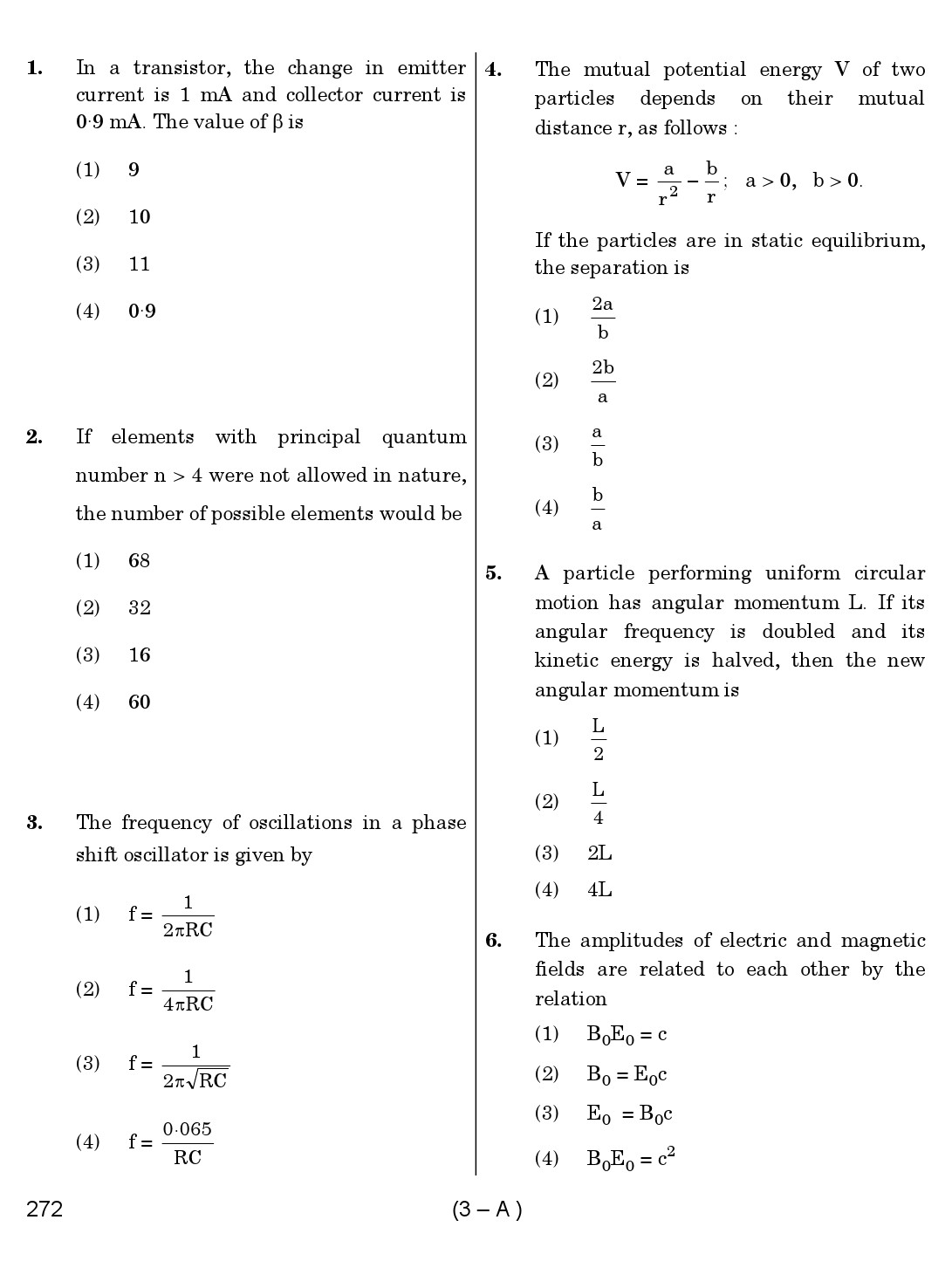 Karnataka PSC Mathematics Teacher Exam Sample Question Paper Subject code 272 3