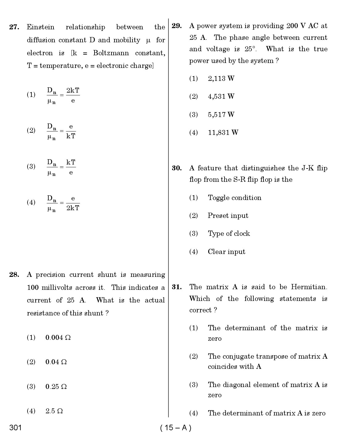 Karnataka PSC Physics Teacher Exam Sample Question Paper 2018 15